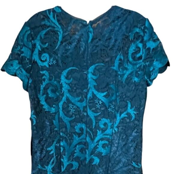 Adrianna Papell NEW Size 12 Dark Jade Green Women's Lace A Line Shift Mini Dress - Picture 7 of 10